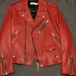 Worn once! COACH 1941 ICON Red-Leather Moto Jacket